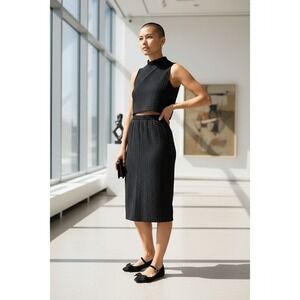 Paul Mark‎ Black 2Pc set Skirt/Crop Sleeveless Top M Y2K Whimsigoth Officesiren